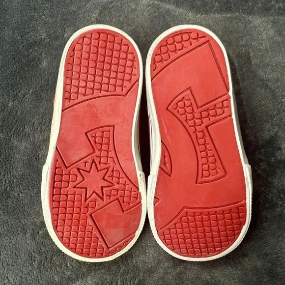 DC Chris Cole Red Black Leather Suede Skate SHOES Kids Toddler Size 9 Sneakers - Picture 5 of 16